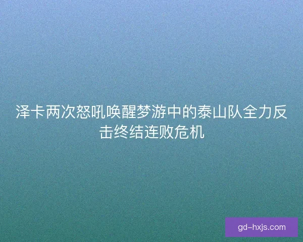 泽卡两次怒吼唤醒梦游中的泰山队全力反击终结连败危机